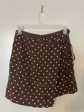 My Michelle Brown & White Polka Dot Mini Skirt